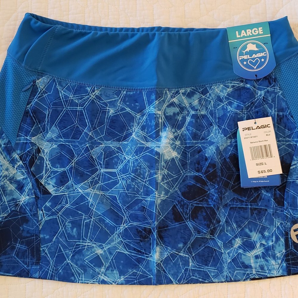 Pelagic Hex Blue Fishing/Swim Skort - Size L